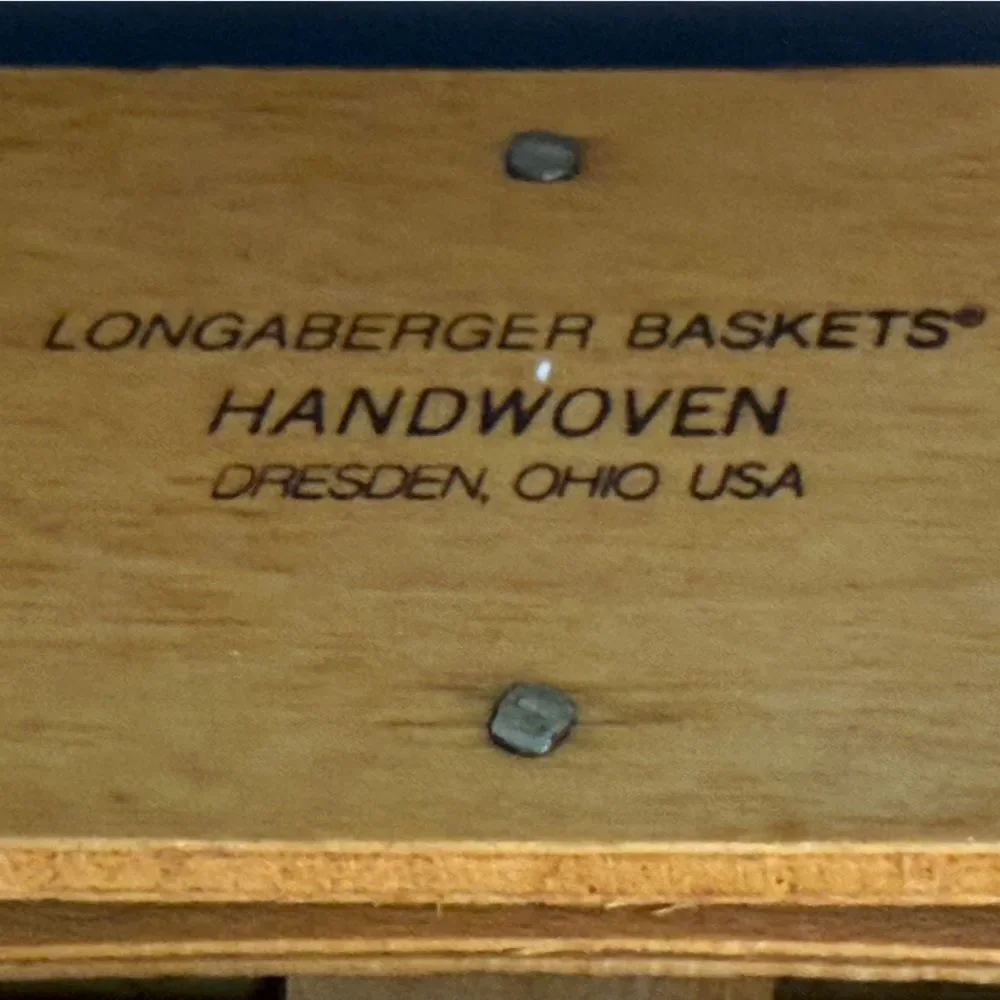 1998 Longaberger Basket with Plaid Liner Charm Ties Sweetheart Basket contents
